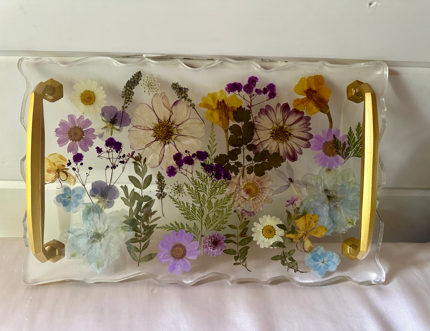 Floral Resin Serving Tray