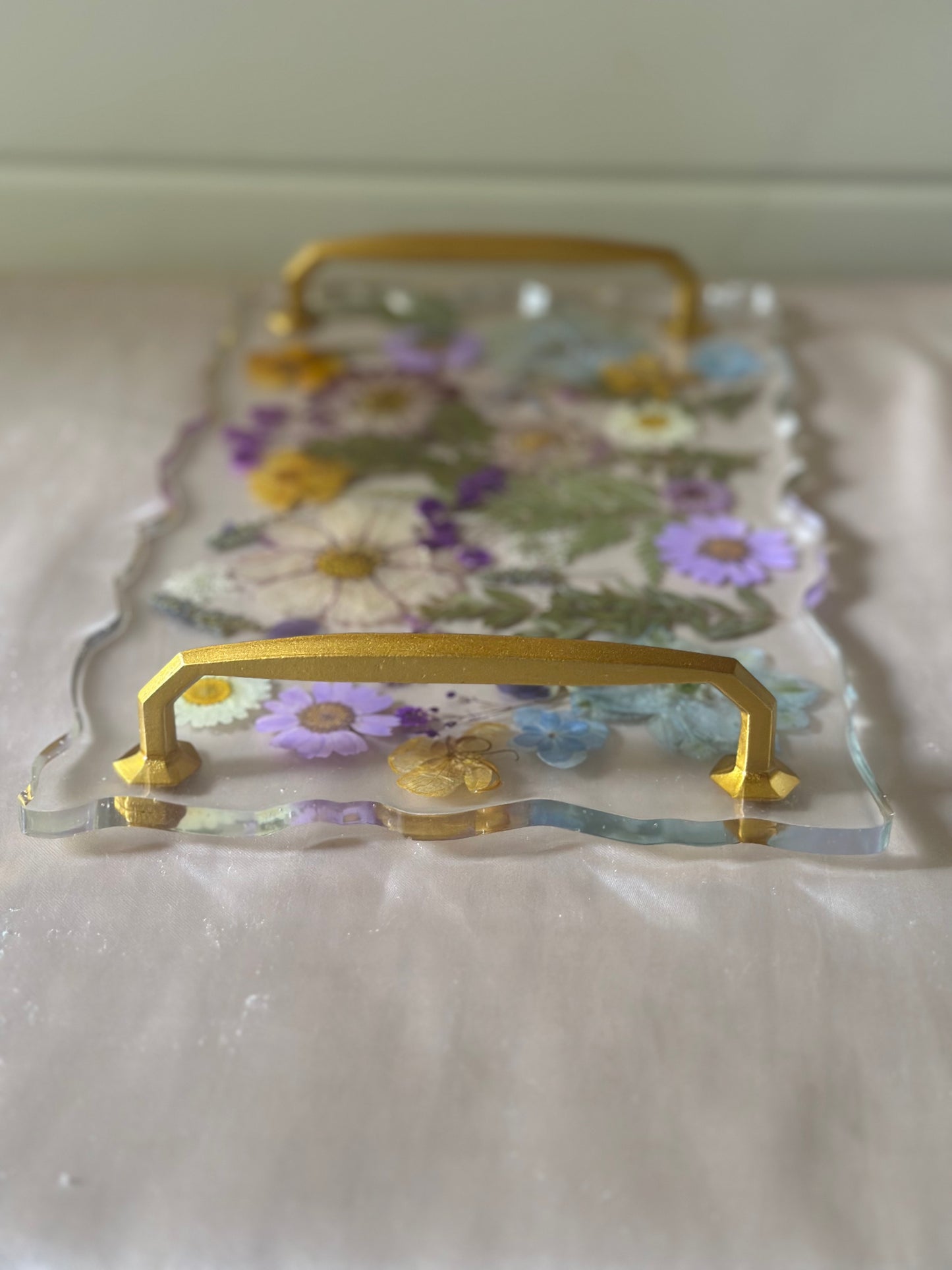 Floral Resin Serving Tray